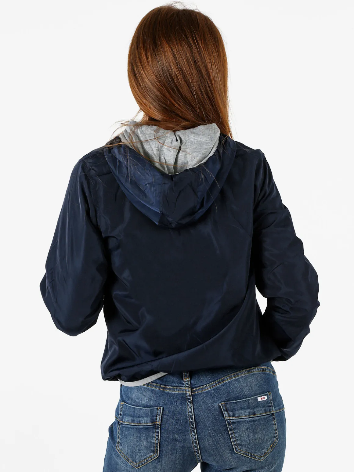 Solada Giacca a vento da donna reversibile con cappuccio e zip - blu scuro