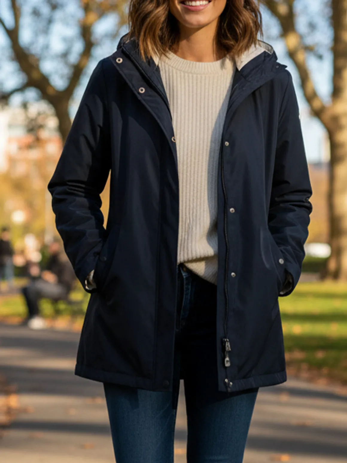 Solada Giacca a vento da donna reversibile con cappuccio - blu scuro
