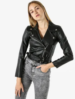Solada Giacca biker da donna in ecopelle - nero