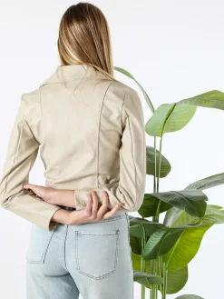 Solada Giacca biker da donna in ecopelle - beige