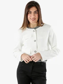 Solada Giacca cropped da donna in tweed - bianco