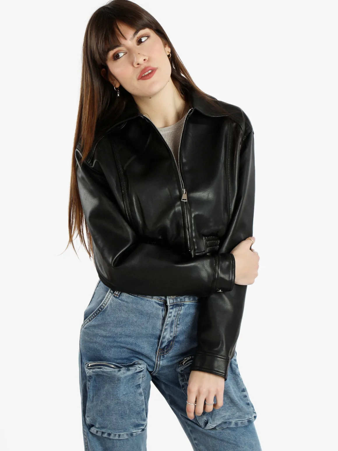 Solada Giacca cropped da donna in ecopelle