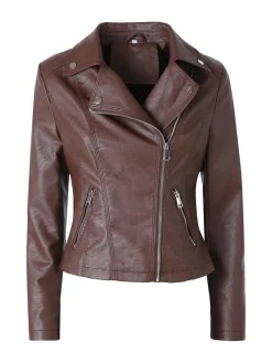 Solada Giacca da donna biker in ecopelle - marrone