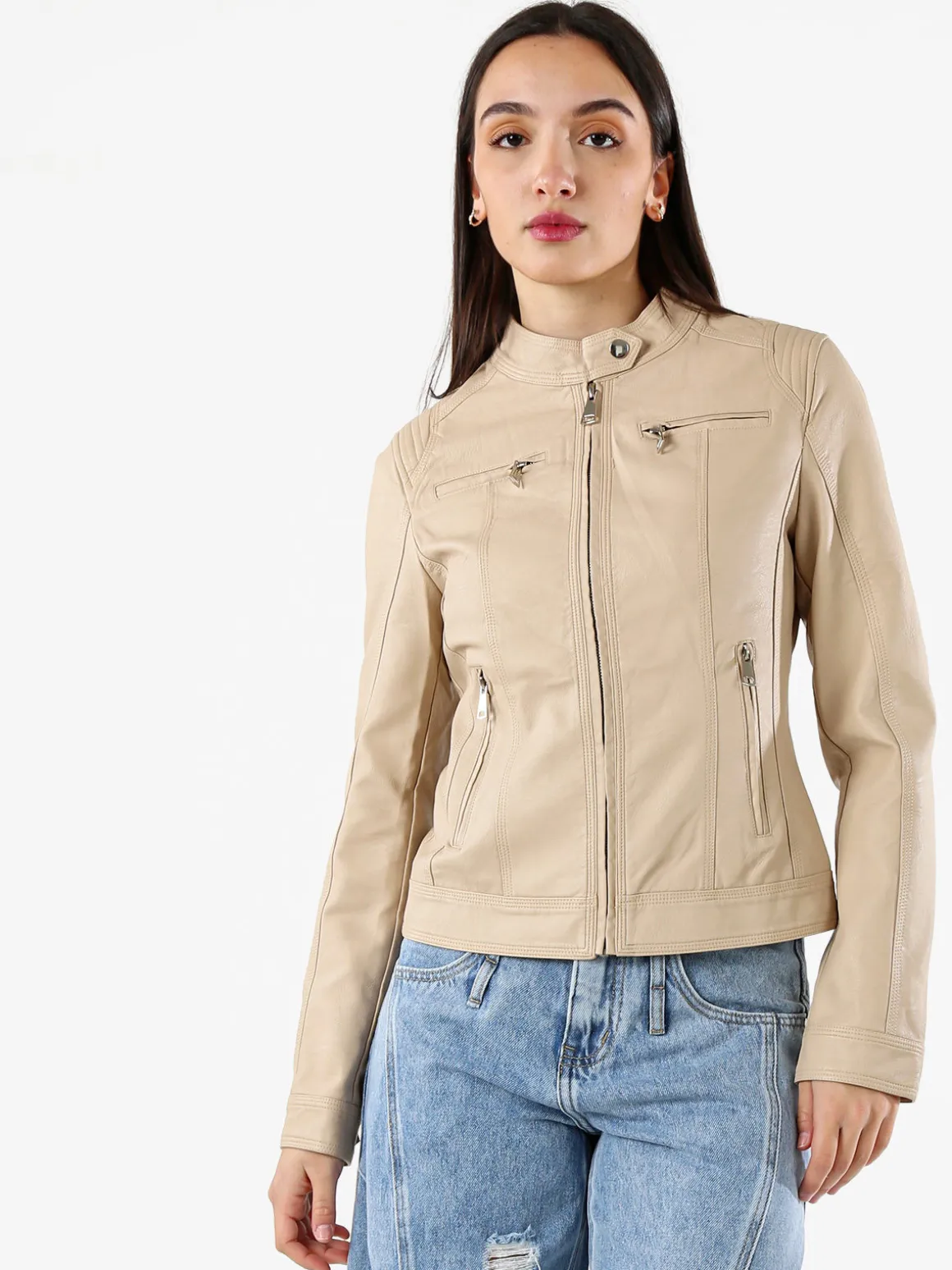 Solada Giacca da donna in ecopelle - beige