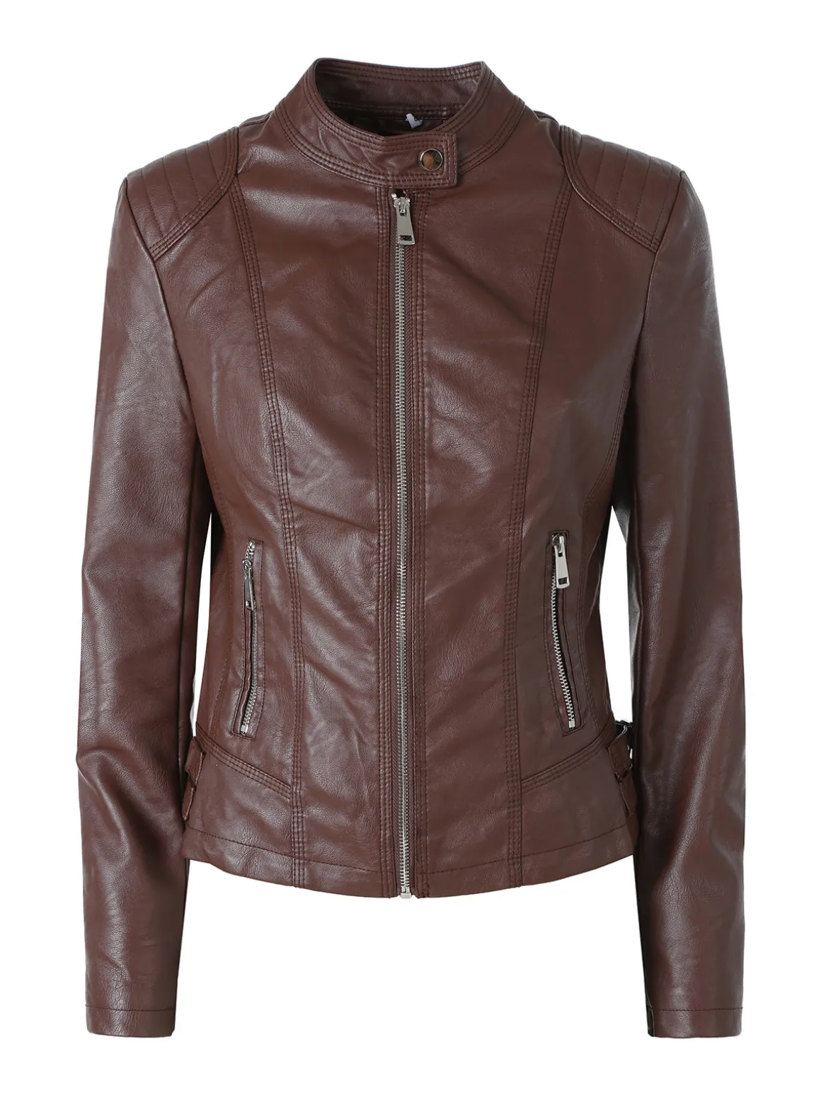 Solada Giacca da donna in ecopelle con zip - marrone