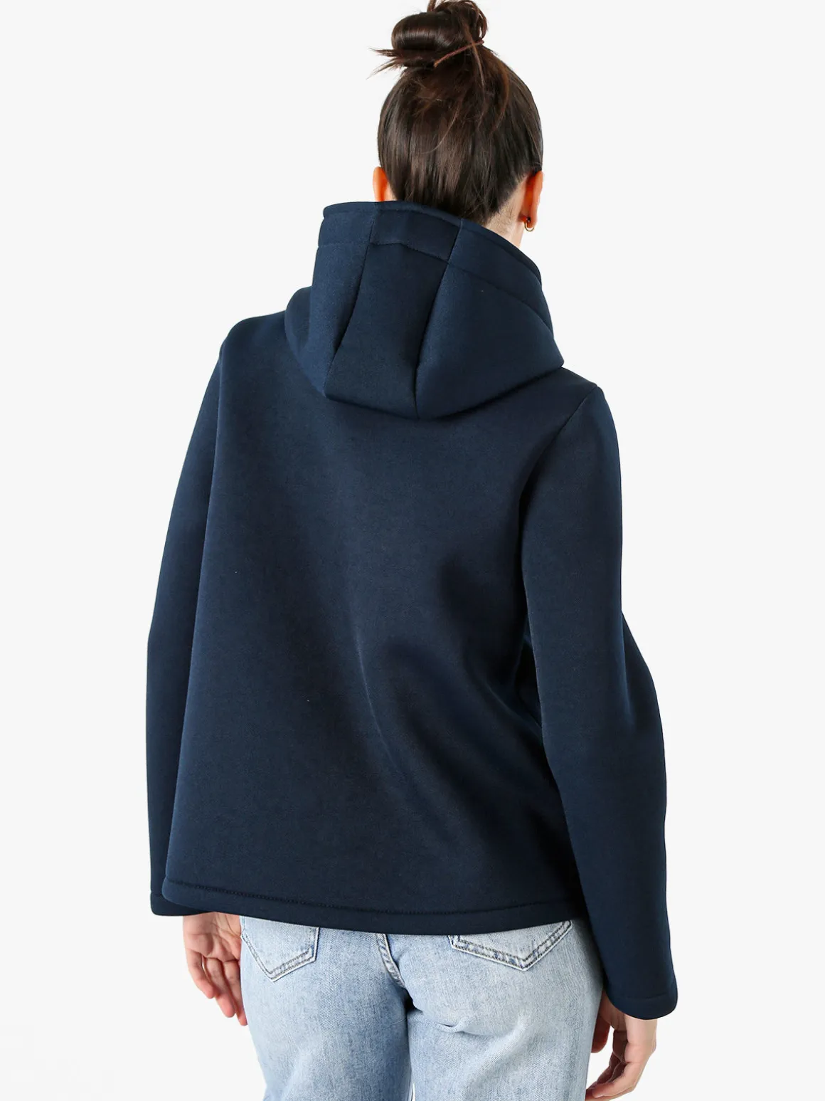 Solada Giacca da donna in panno con bottoni e cappuccio - blu scuro