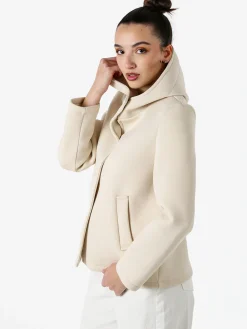 Solada Giacca da donna in panno con bottoni e cappuccio - beige
