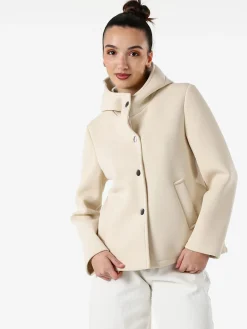 Solada Giacca da donna in panno con bottoni e cappuccio - beige