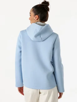 Solada Giacca da donna in panno con bottoni e cappuccio - azzurro