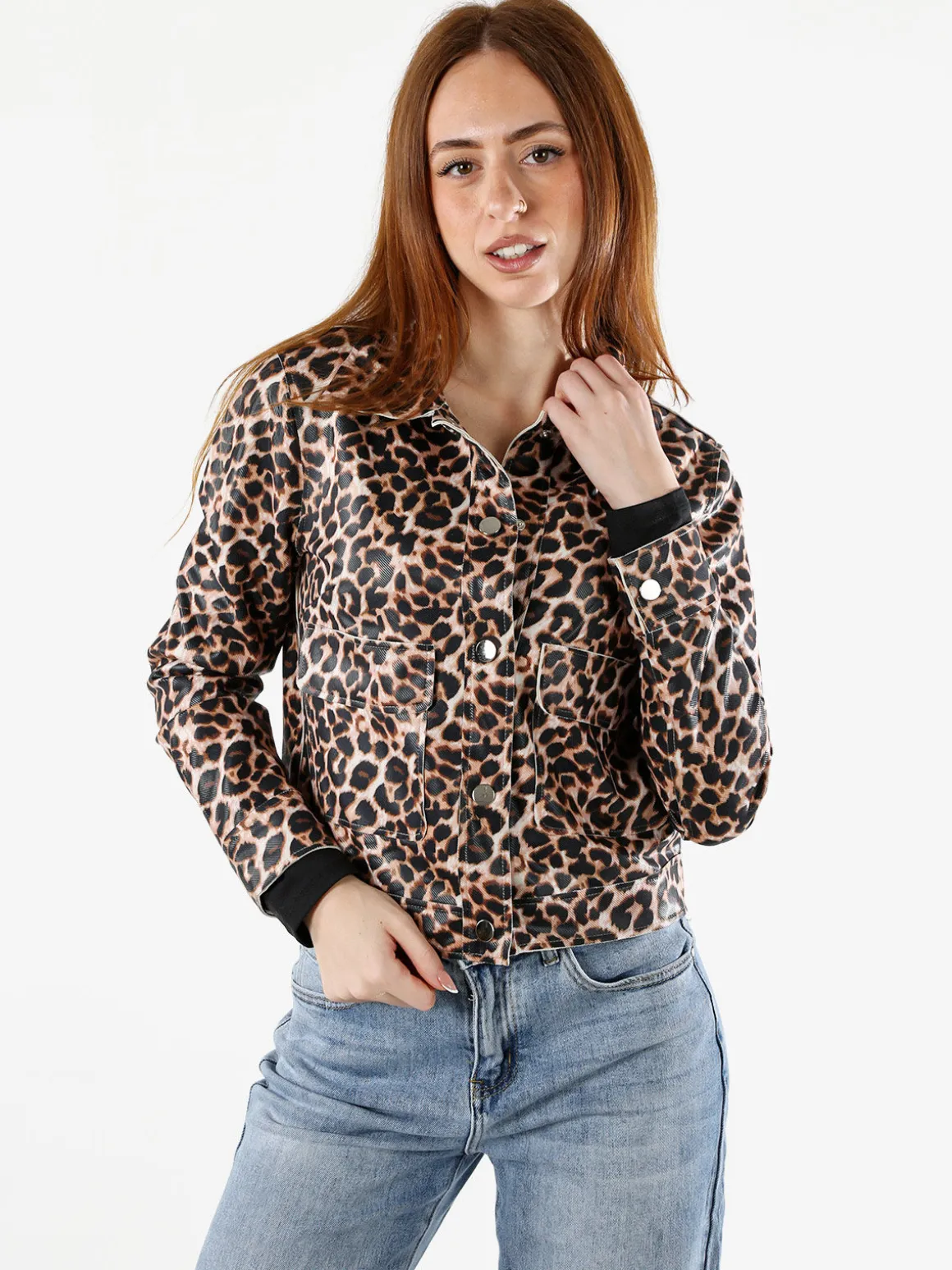 Solada Giacca donna animalier con bottoni - multicolore