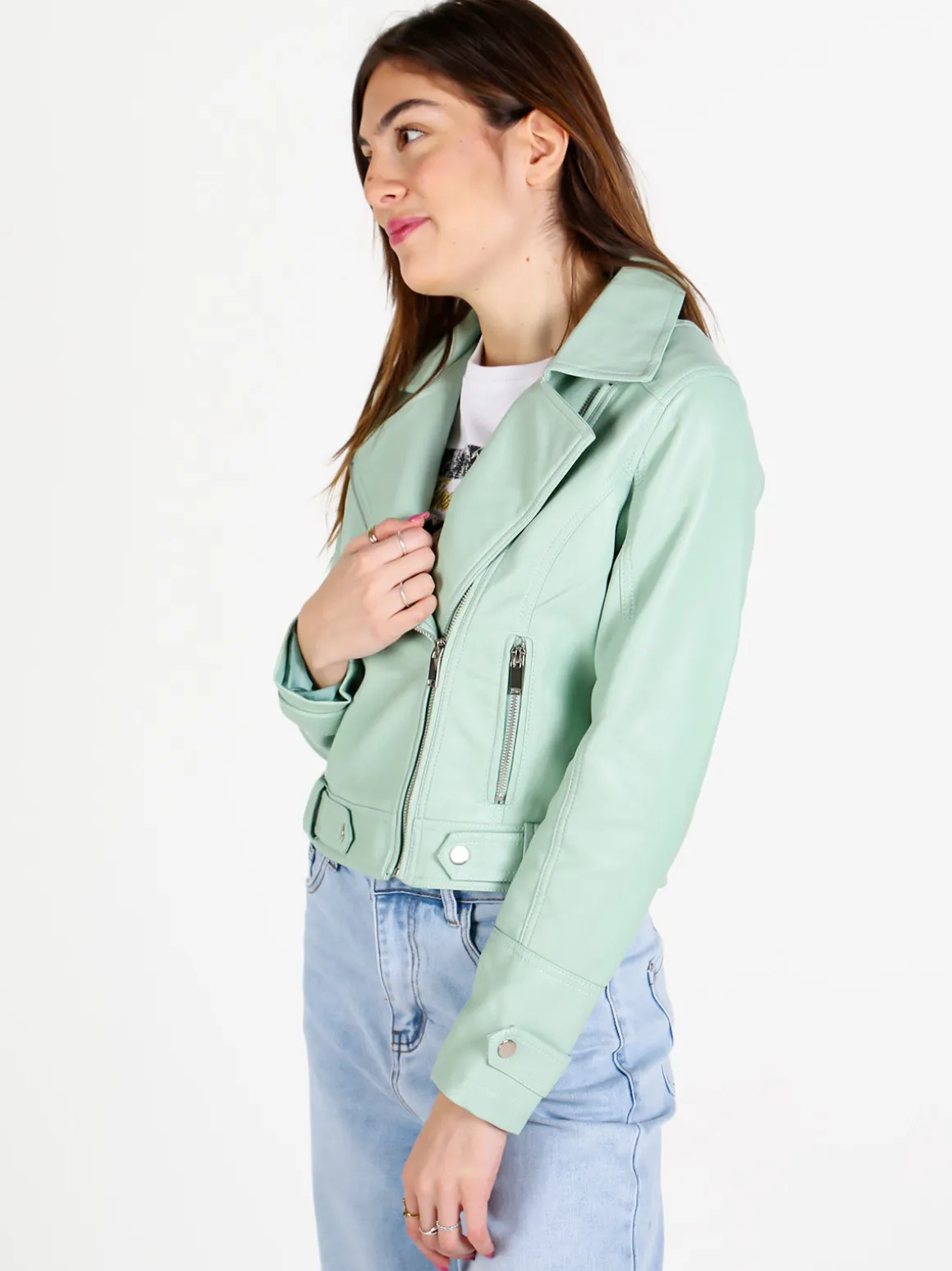 Solada Giacca donna biker in ecopelle