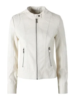 Solada Giacca donna in ecopelle con zip - panna