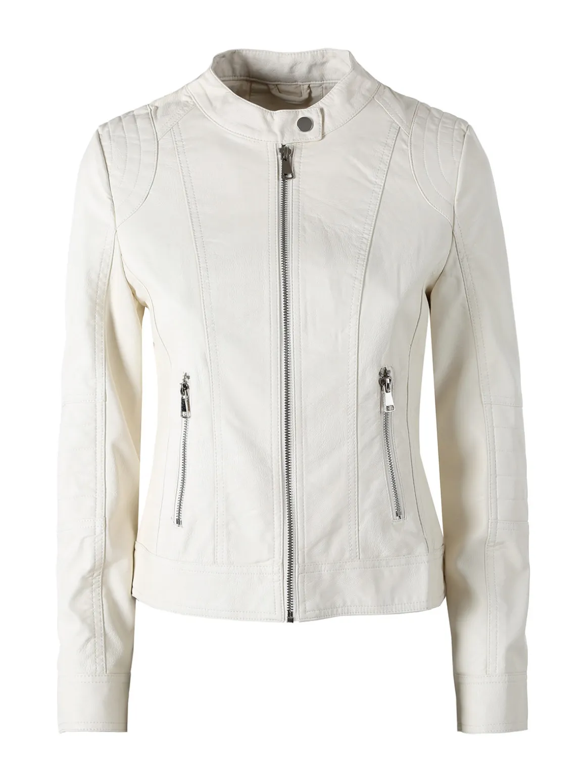 Solada Giacca donna in ecopelle con zip - panna
