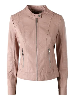 Solada Giacca donna in ecopelle con zip - rosa
