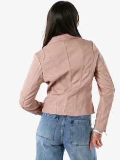 Solada Giacca donna in ecopelle con zip - rosa