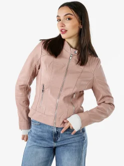 Solada Giacca donna in ecopelle con zip - rosa