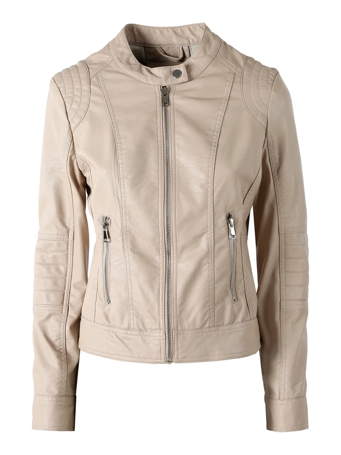 Solada Giacca donna in ecopelle con zip - beige