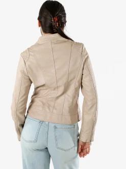 Solada Giacca donna in ecopelle con zip - beige