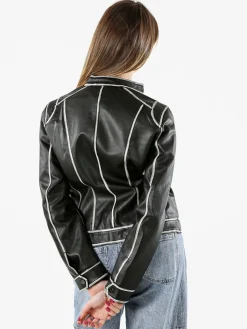 Solada Giacca donna in ecopelle con zip - nero
