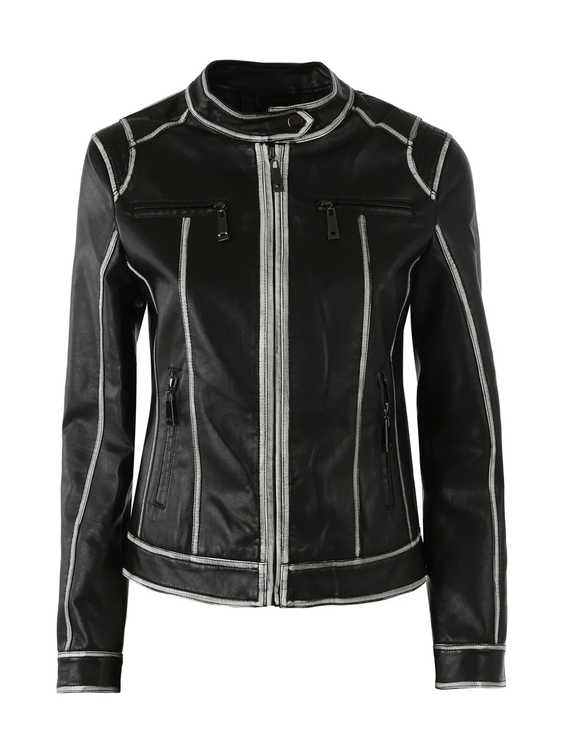 Solada Giacca donna in ecopelle con zip - nero