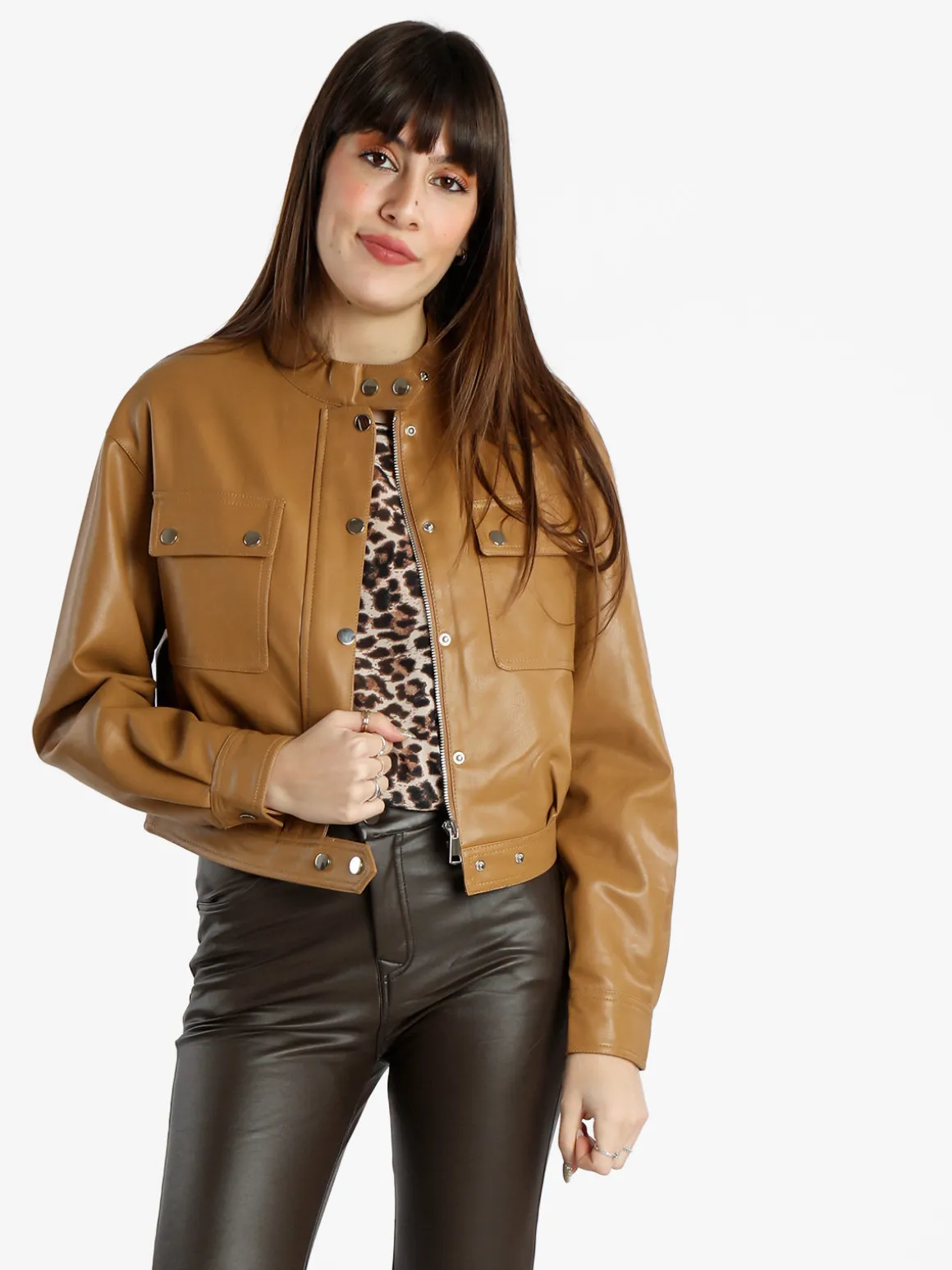 Solada Giacca donna in ecopelle con bottoni