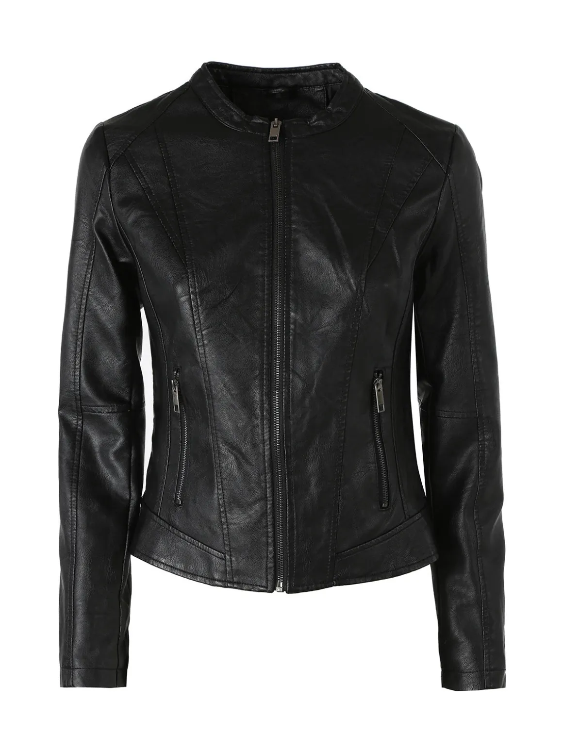 Solada Giacca donna in ecopelle con zip - nero