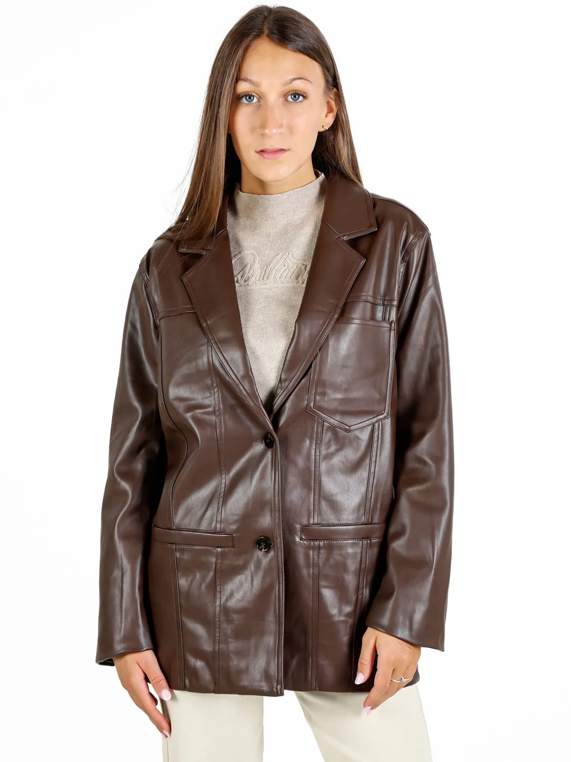 Solada Giacca donna in ecopelle - moro
