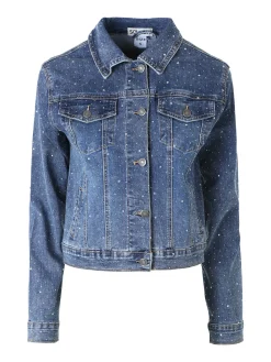 Solada Giacca donna in jeans con micro borchie - jeans