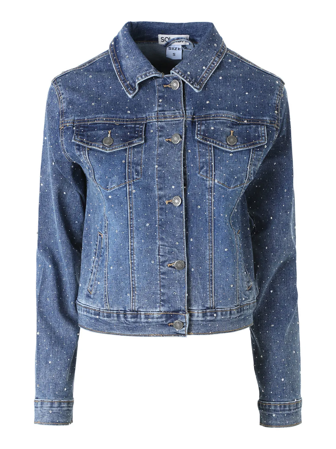 Solada Giacca donna in jeans con micro borchie - jeans