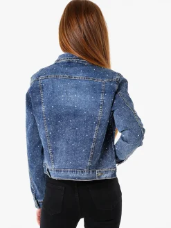 Solada Giacca donna in jeans con micro borchie - jeans