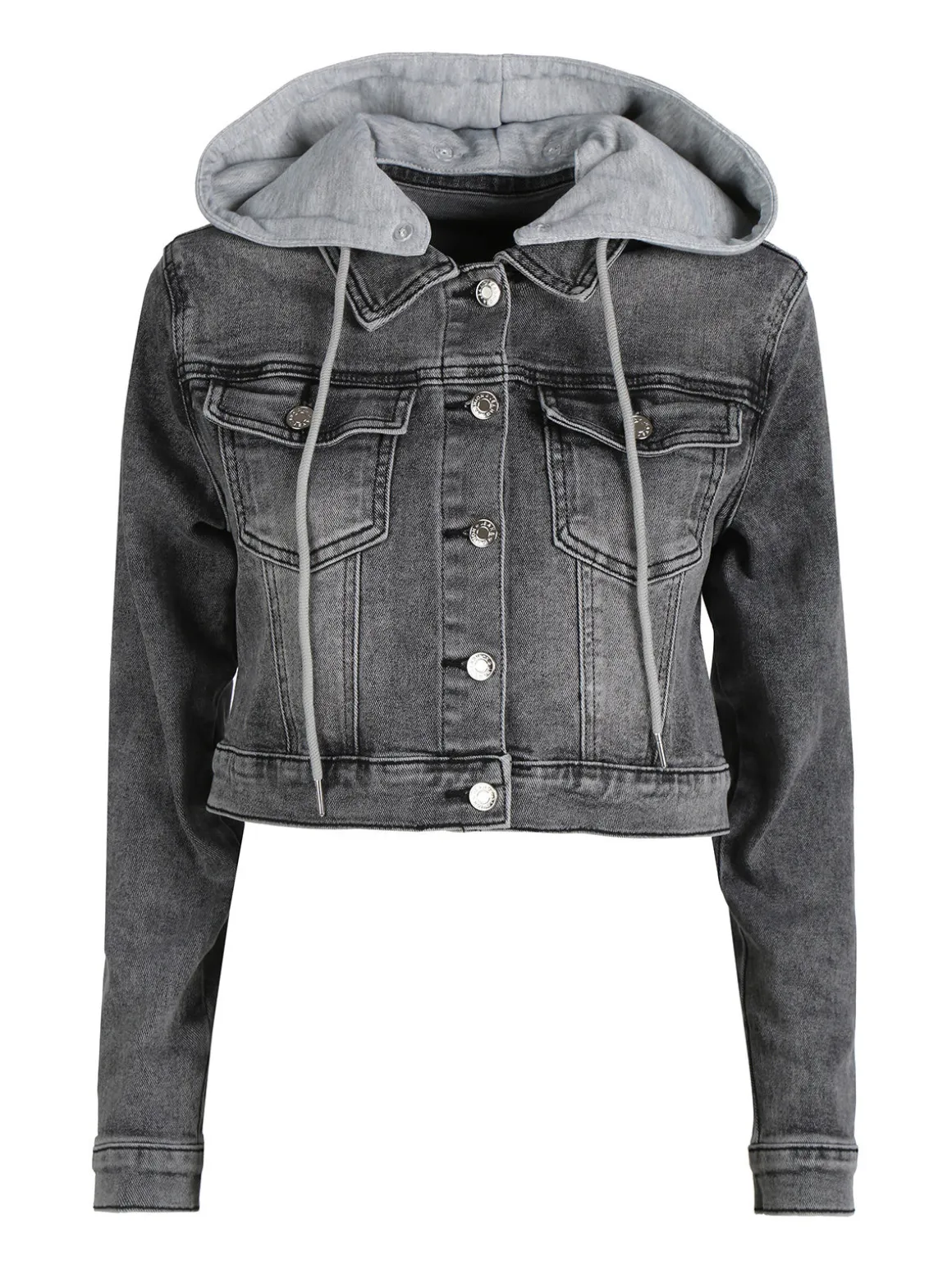Solada Giacca donna in jeans con cappuccio in felpa