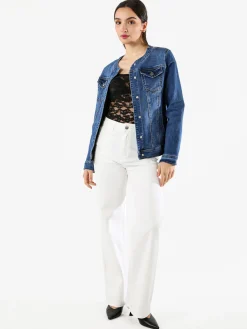 Solada Giacca donna in jeans con bottoni taglie grandi - jeans