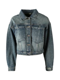 Solada Giacca donna in jeans oversize con strass - jeans