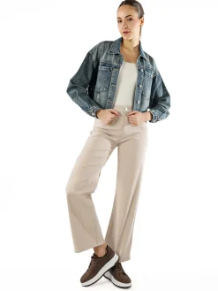 Solada Giacca donna in jeans oversize con strass - jeans