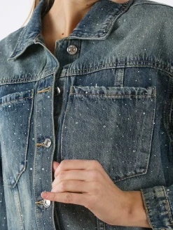 Solada Giacca donna in jeans oversize con strass - jeans