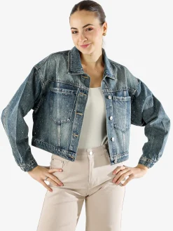 Solada Giacca donna in jeans oversize con strass - jeans