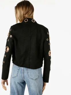 Solada Giacca donna in tessuto scamosciato con anelli - nero