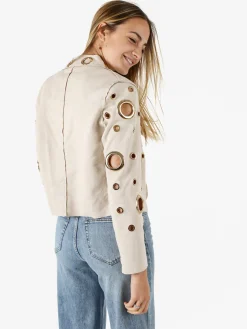 Solada Giacca donna in tessuto scamosciato con anelli - beige