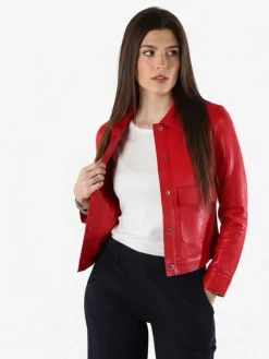 Solada Giacca donna leggera con bottoni - rosso