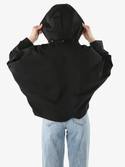 Solada Giacca donna oversize in cotone con maniche a pipistrello e cappuccio - nero