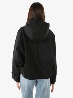 Solada Giacca donna oversize in cotone con maniche a pipistrello e cappuccio - nero