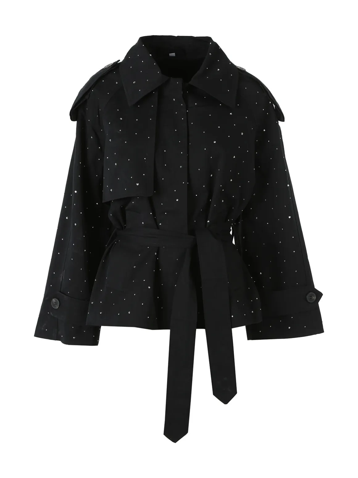 Solada Giacca donna oversize in cotone con micro borchie - nero