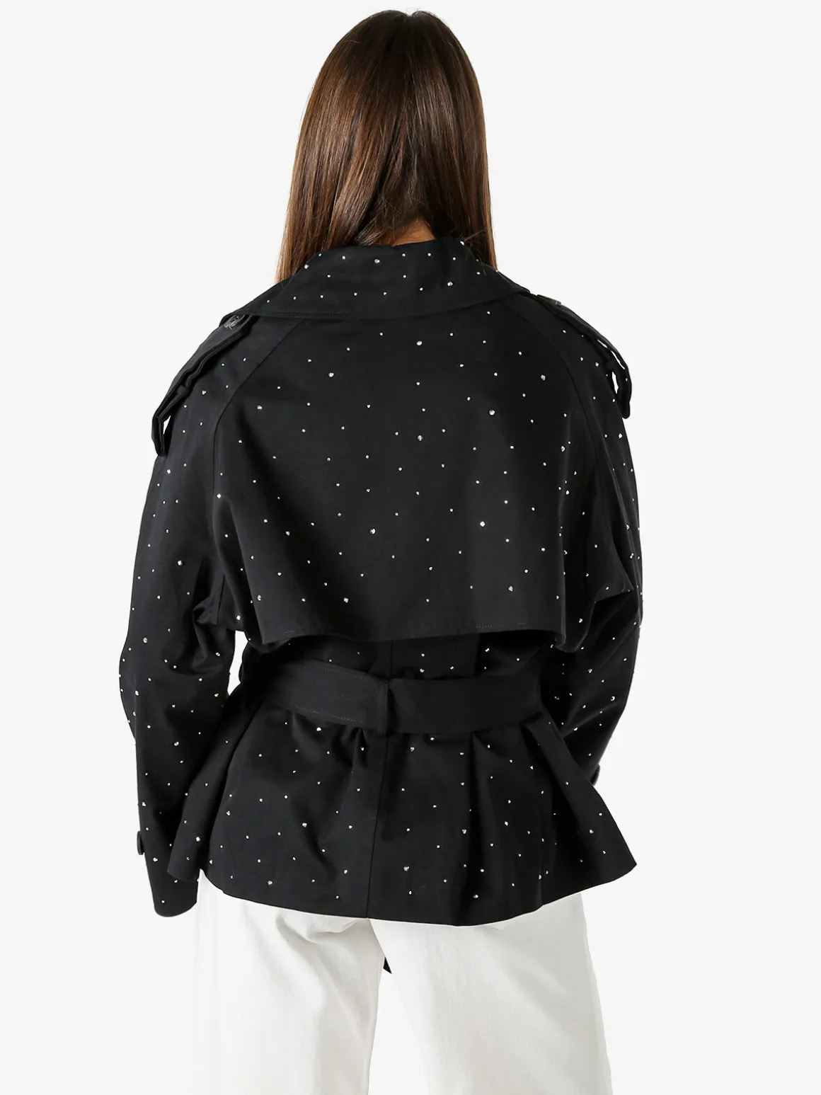 Solada Giacca donna oversize in cotone con micro borchie - nero