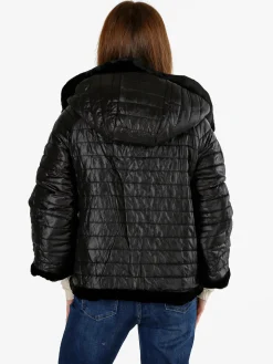 Solada Giacca donna oversize in ecopelliccia reversibile - nero
