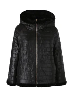 Solada Giacca donna oversize in ecopelliccia reversibile - nero
