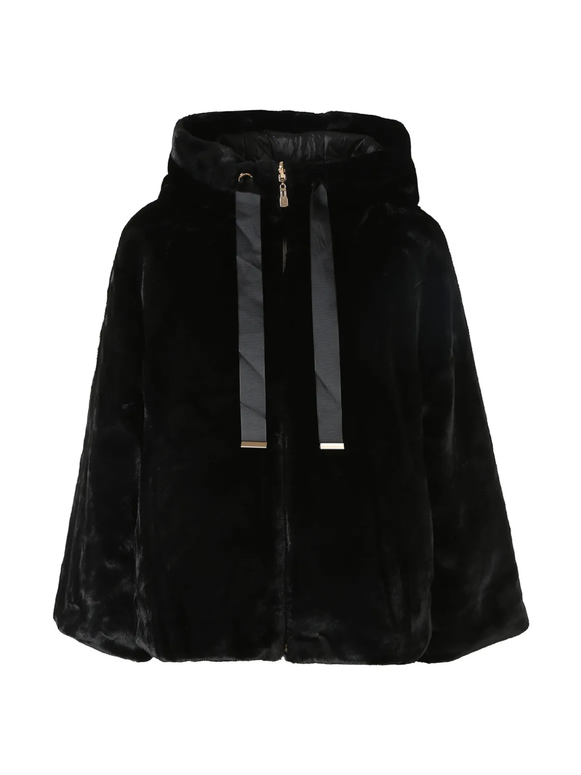 Solada Giacca donna oversize in ecopelliccia reversibile - nero