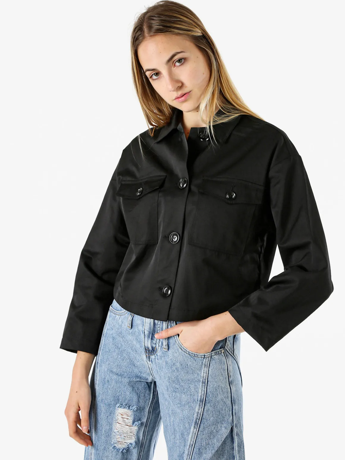 Solada Giacca donna oversize con bottoni - nero