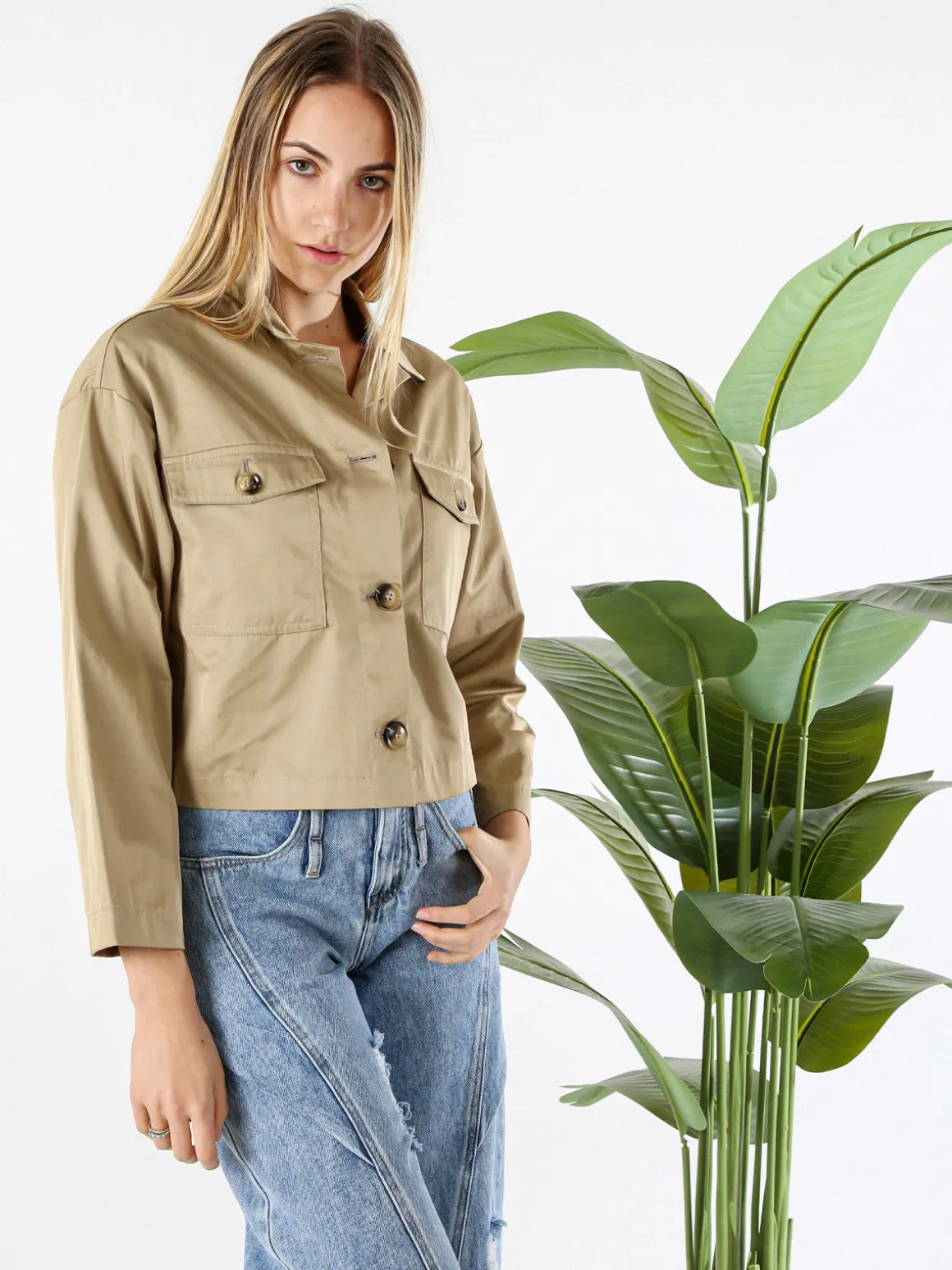 Solada Giacca donna oversize con bottoni - khaki