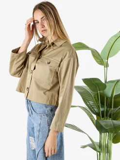 Solada Giacca donna oversize con bottoni - khaki