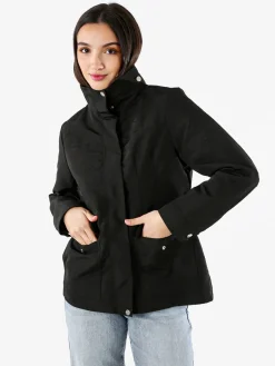 Solada Giacca impermeabile da donna con bottoni e zip - nero